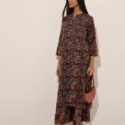 Utsa by Westside Navy Buta Printed A-Line Kurta-19
