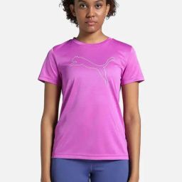 Puma Purple Regular Fit Logo Printed Sports T-Shirt-image-35
