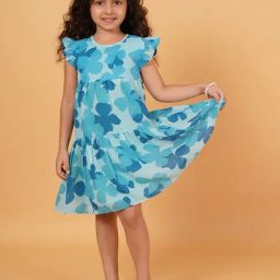 Creative Kid's Girls Blue Floral Dress-picture-43