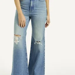 Levi's Blue Cotton Regular Fit Distressed Jeans-picture-28