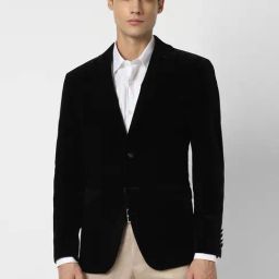 Peter England Black Slim Fit Blazer-image-18