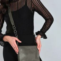 SASSORA MOSS Grey Leather Small Cross Body Bag-22