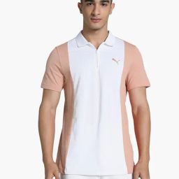Puma White Cotton Slim fit Elevated Colorblock Polo T-Shirt-image-78