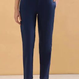 Elleven from Aurelia Blue Cotton Mid Rise Trousers-image-54