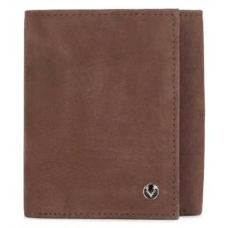 Allen Solly Brown Textured Leather Tri-Fold Wallet for Men-image-7