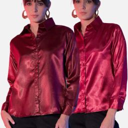 BUYNEWTREND Maroon & Red Regular Fit Shirt (Pack Of 2)-image-95