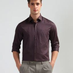 Arrow Purple Cotton Slim Fit Geometric Shirt-picture-19