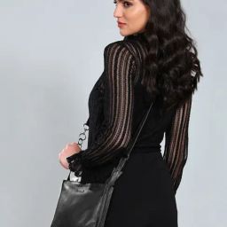 SASSORA QIU Black Leather Small Cross Body Bag-41