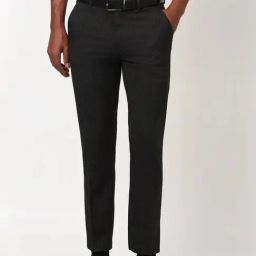 Peter England Grey Slim Fit Checks Trousers-image-49