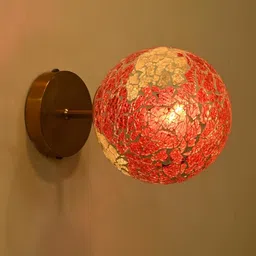 SOMIL Red & White Textured Glass Spherical Shaped Wall Lamp-21