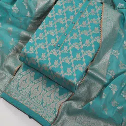Riti Ethnic Motifs Woven Design Gotta Patti Unstitched Dress Material-image-13