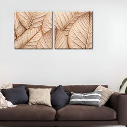 OLIVE TREE Brown & White 2 Pieces Floral Wooden & Canvas Wall Arts-image-76
