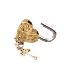 Harrison 75 mm Brass Finish Heart Shape with 2 Keys & Ring Gift Padlock-12
