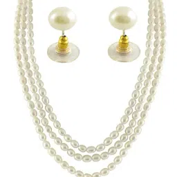 Sri Jagdamba Pearls Golden & Silver Alloy Necklace Set-image-93