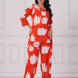 PINGAKSH Printed Pure Cotton Top With Trousers Co-Ords-picture-16