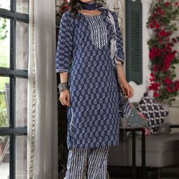 all about you Women Ethnic Motifs Printed Regular Kurta with Trousers & With Dupatta image 3