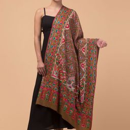Tweedle Women Botanical Embroidered Shawl-image-3