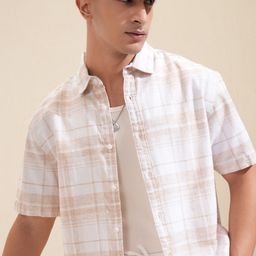 HIGHLANDER Men Cutaway Collar Tartan Checked Cotton Casual Shirt-image-20