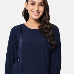 OTIRA Women Lace-Up Round Neck Crepe Top-image-48