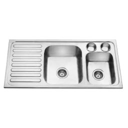 Jayna Signature Collection Jubilee 41x20 inch Matt Finish Stainless Steel Double Bowl Kitchen Sink including Vegetable Bowl & Drain Board, DBMB 07 (LHD)-image-95