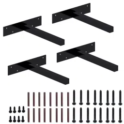 Klaxon Metal Bracket for Wall Mounted Shelves T-Shape Powder Coated Black, G0252IT0018 (Set Of 2)-9