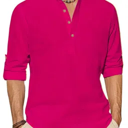 EdinWolf Men India Slim Fit Band Collar Solid Cotton Casual Shirt-image-1