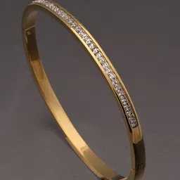 PALMONAS 18k Gold Plated CZ Studded Sparkling Line Bangle Style Bracelet-35