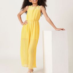 One Friday Girls Yellow Pleated Jumpsuit-image-57