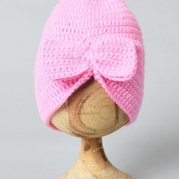 Funkrafts Bow Detail Handmade Woollen Turban Style Cap - Pink-image-23