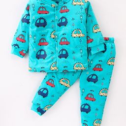 Simply Foam Full Sleeves Winter Night Suit Car Print - Blue-image-70