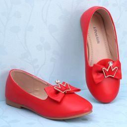Pine Kids Slip On Ballerina With Bow Applique - Red-picture-33