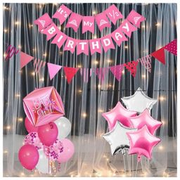 Puchku IT's my half birthday balloon set 48 Pcs Combo for baby 6 month celebration birthday party Pink theme-7