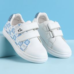 Babyoye Casual Shoes with Velcro Closure & Sea Life Theme Print - White & Blue-image-17