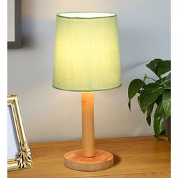 Homesake Pinewood Table Lamps Nightstand Fabric Linen Lampshade Desk Morden Minimalist Bedside Bedroom Nightstand Lamp Green-picture-0
