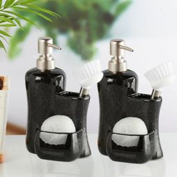 KOOKEE Ceramic Soap Dispenser for handwash for Bathroom, Black, (Set of 2) (10969)-image-50