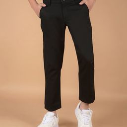 CRIMSOUNE CLUB Cotton Solid Trousers - Black-picture-21