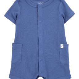 Carter's Knit Solid Color Front Open Solid Color Romper - Navy Blue-picture-21