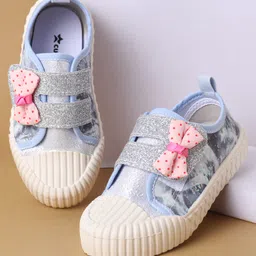 Cute Walk by Babyhug Casual Shoes with Velcro Closure & Bow Applique - Light Blue-picture-21