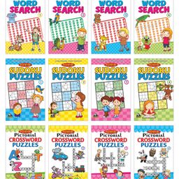 Challenging Puzzles For Kids, Word Search, Pictorial Crossword Puzzles, Sudoku Puzzles, Set of 12 Books - English-23