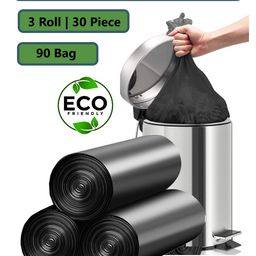 ADKD Dustbin/Disposable Garbage Bags | Medium | 90 Count | 30 Bags X 3 Rolls | 17 X 19 Inches | Material Plastic | For Dry & Wet Waste | Black - Pack of 90 Bags-13
