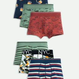 Ariel Cotton Blend Pack Of 6 Striped & Animals Printed Trunks - Multi Colour-image-50