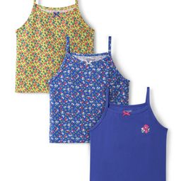 Pine Kids Cotton Knit Sleeveless Slips with Floral Print Pack of 3 (Color May Vary)-image-16