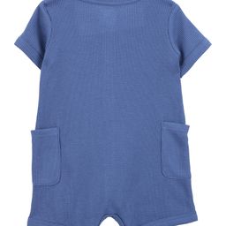 Carter's Knit Solid Color Front Open Solid Color Romper - Navy Blue image 3