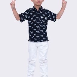 Twisha Boys Classic Floral Opaque Printed Formal Shirt-24