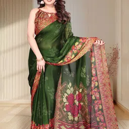 SuperLaxmi Floral Printed Pure Chiffon Saree-image-71