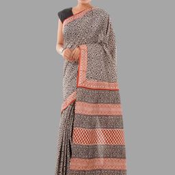 HANDICRAFT PALACE Ethnic Motifs Pure Cotton Block Print Saree-image-63