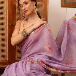 Silk Land Women Floral Printed Banarasi Saree-image-66