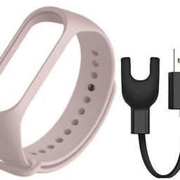 TechMount Combo Pack of Silicone Watch Band Strap and USB Charging Cable Adapter Compatible With Mi Band 3 Strap Charger Combo Pack image 1