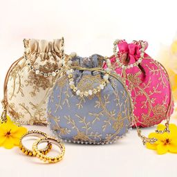 Kuber Industries Set of 3 Embroidered Potli Bags-picture-15