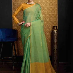 FASHION STROM Woven Design Linen Blend Saree-picture-25